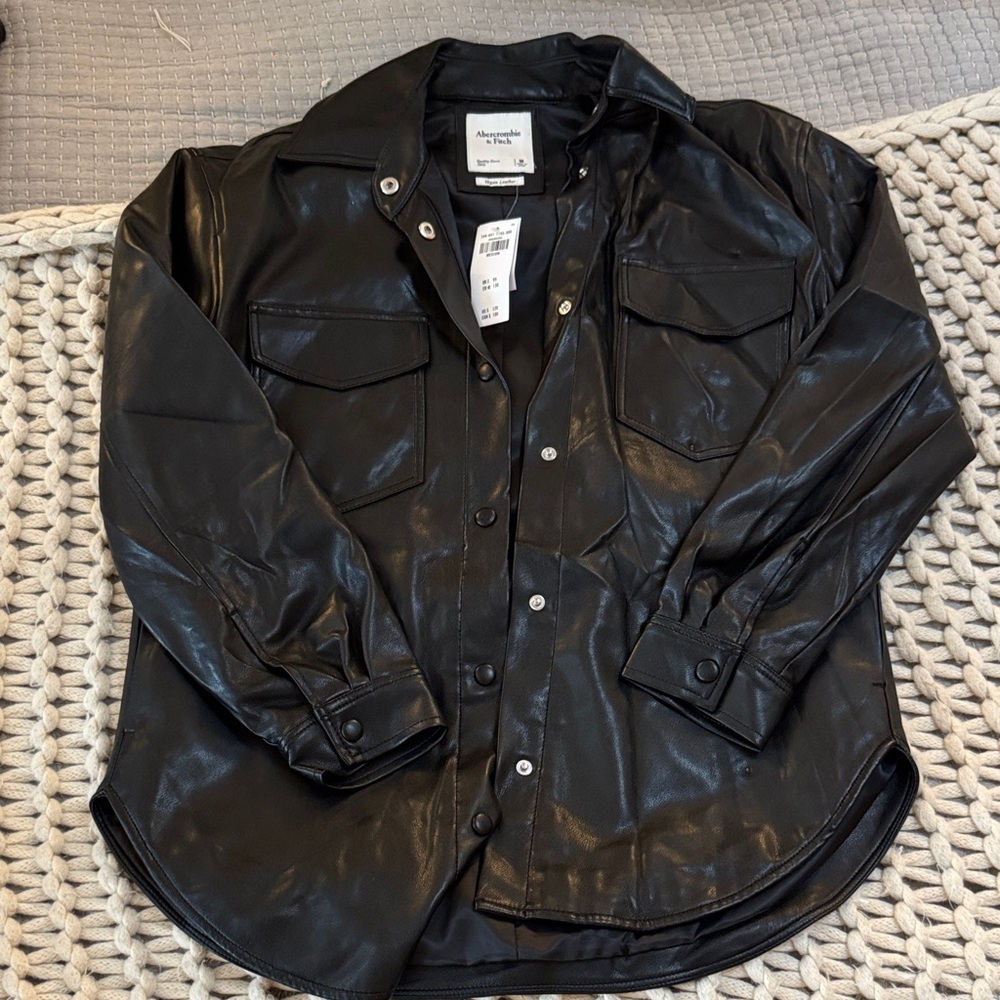 Abercrombie & Fitch Black Vegan Leather Shirt